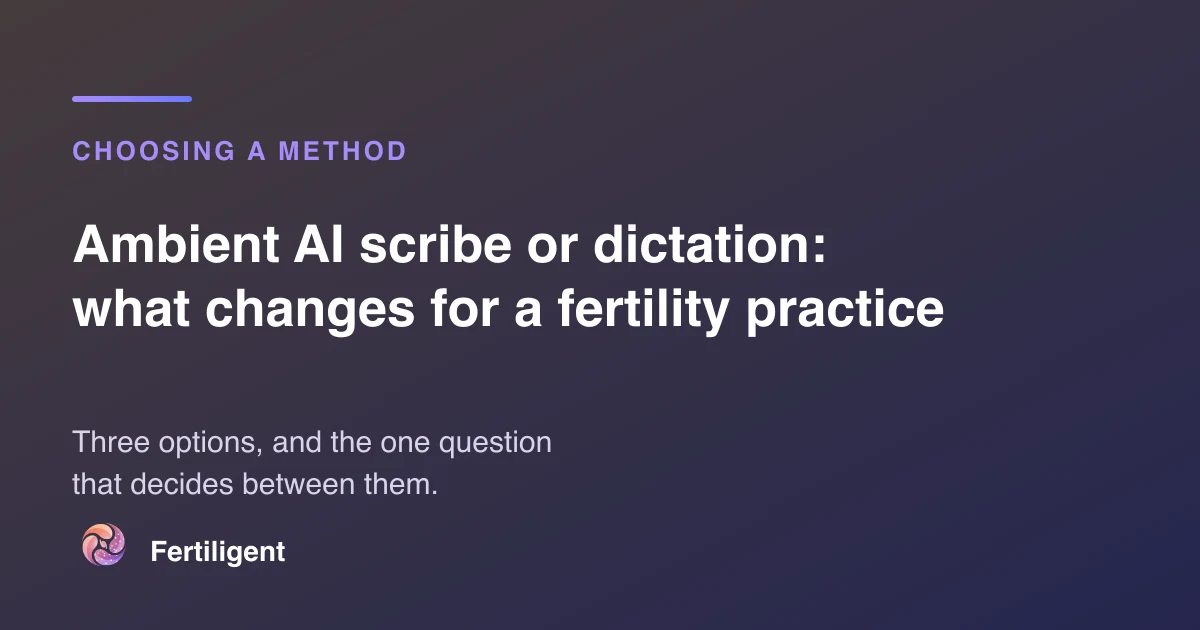 Comparing documentation options for a fertility practice — human scribe, dictation and transcription, and ambient AI